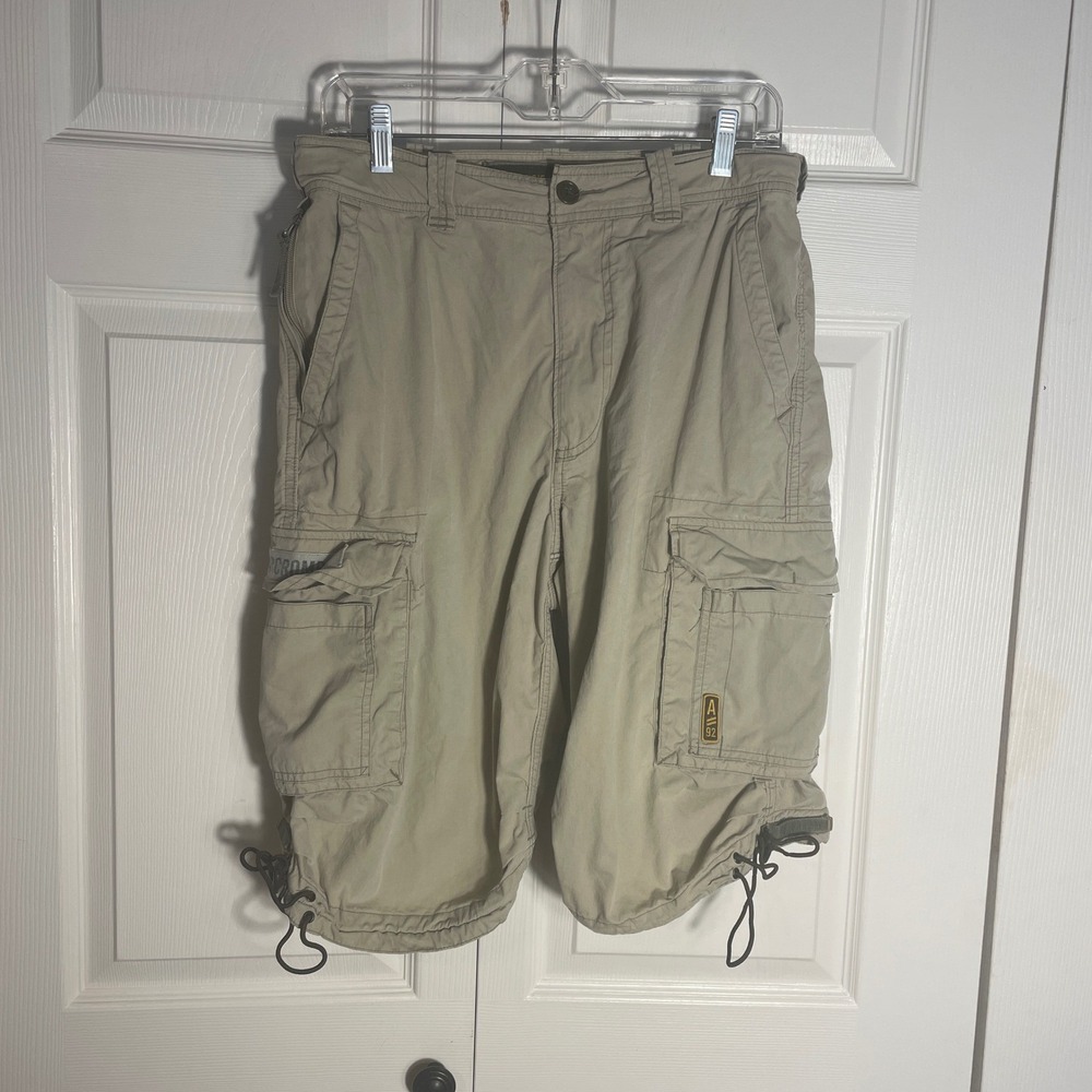 Abercrombie Fitch Mens 90s Cargo Paratrooper Shorts 30 Tan Khaki Utility Pockets